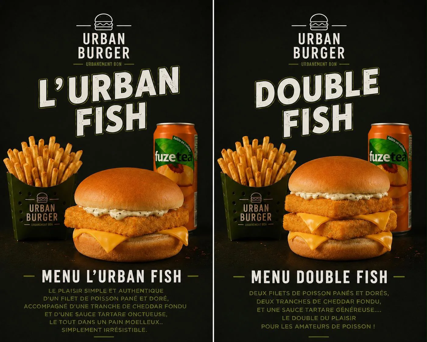 Menus L'Urban Fish et Double Fish avec frites et boisson